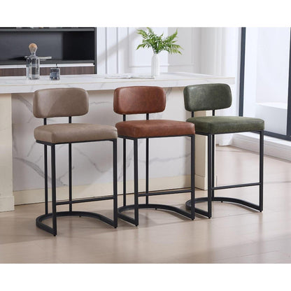 Grüner Barhocker mit Fußstütze – 4er Set, Industriestil