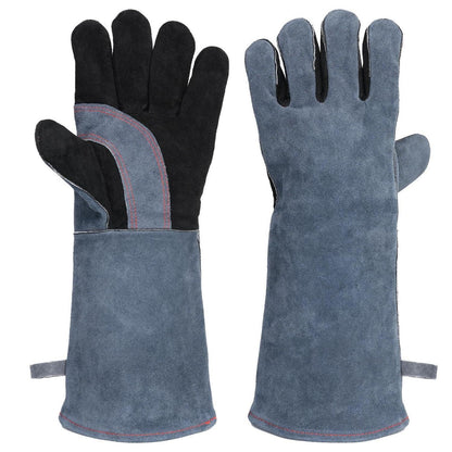 40cm Grillhandschuhe aus Leder – Hitzebeständig & Rutschfest