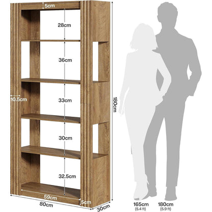 Hohes Bücherregal 5-Ebenen Rustikales Braun