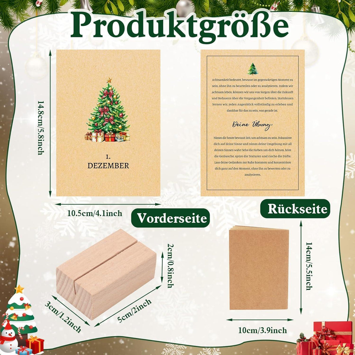 Achtsamkeits Adventskalender 2026 mit Notizbuch & Holzsockel