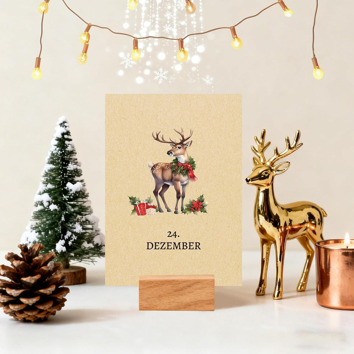 Achtsamkeits Adventskalender 2026 mit Notizbuch & Holzsockel