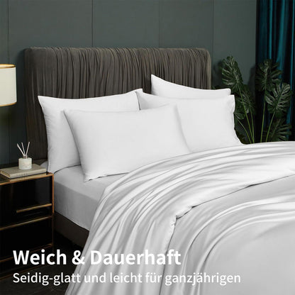 Bambus Bettwäsche Set 135x200 cm - Kühlend & Atmungsaktiv Weiß
