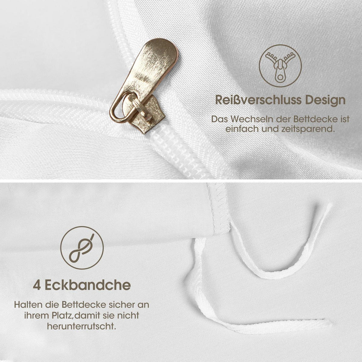 Bambus Bettwäsche Set 220x240 cm - Kühlend & Atmungsaktiv Weiß