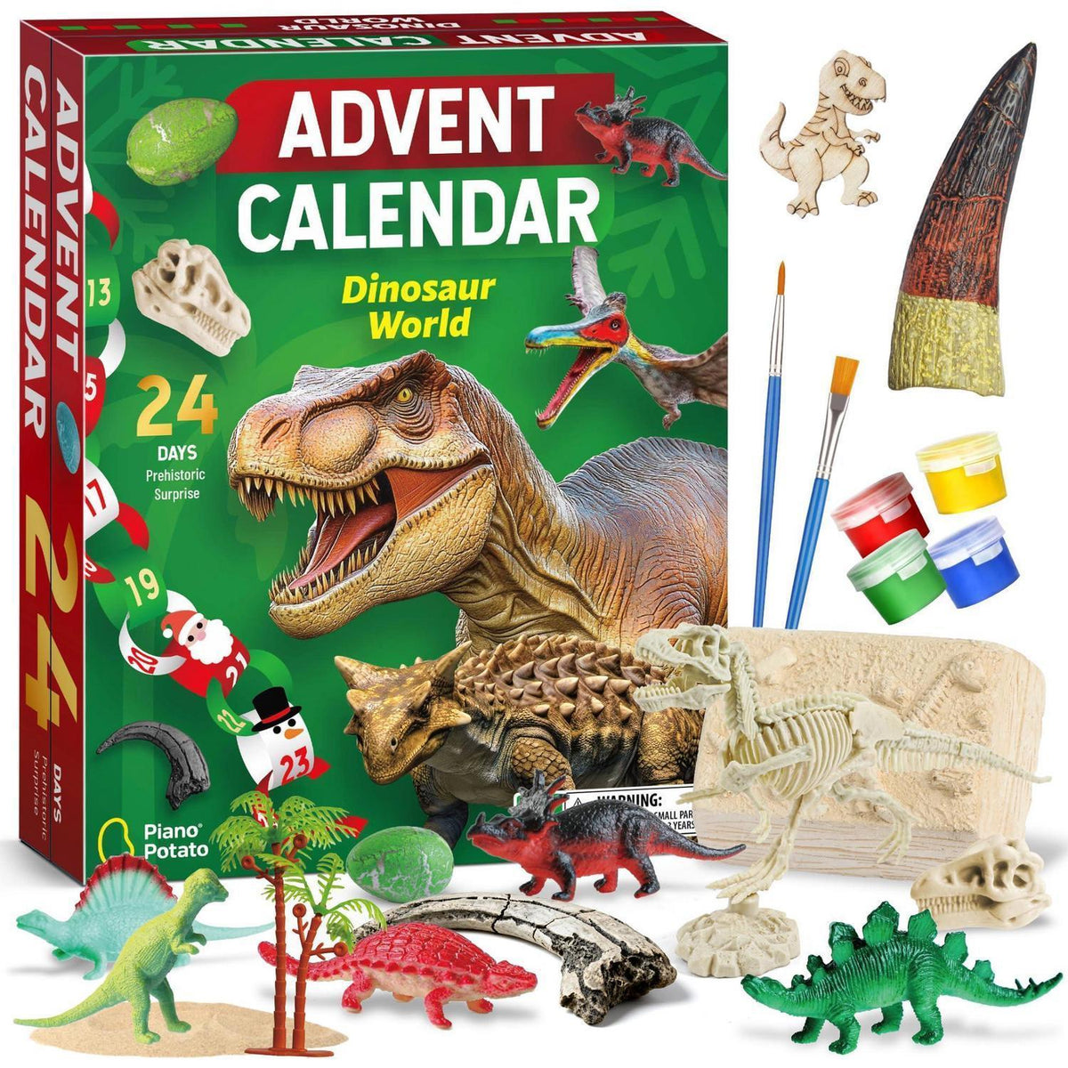Dinosaurier Adventskalender 2026 mit 24 Dino-Spielzeugen
