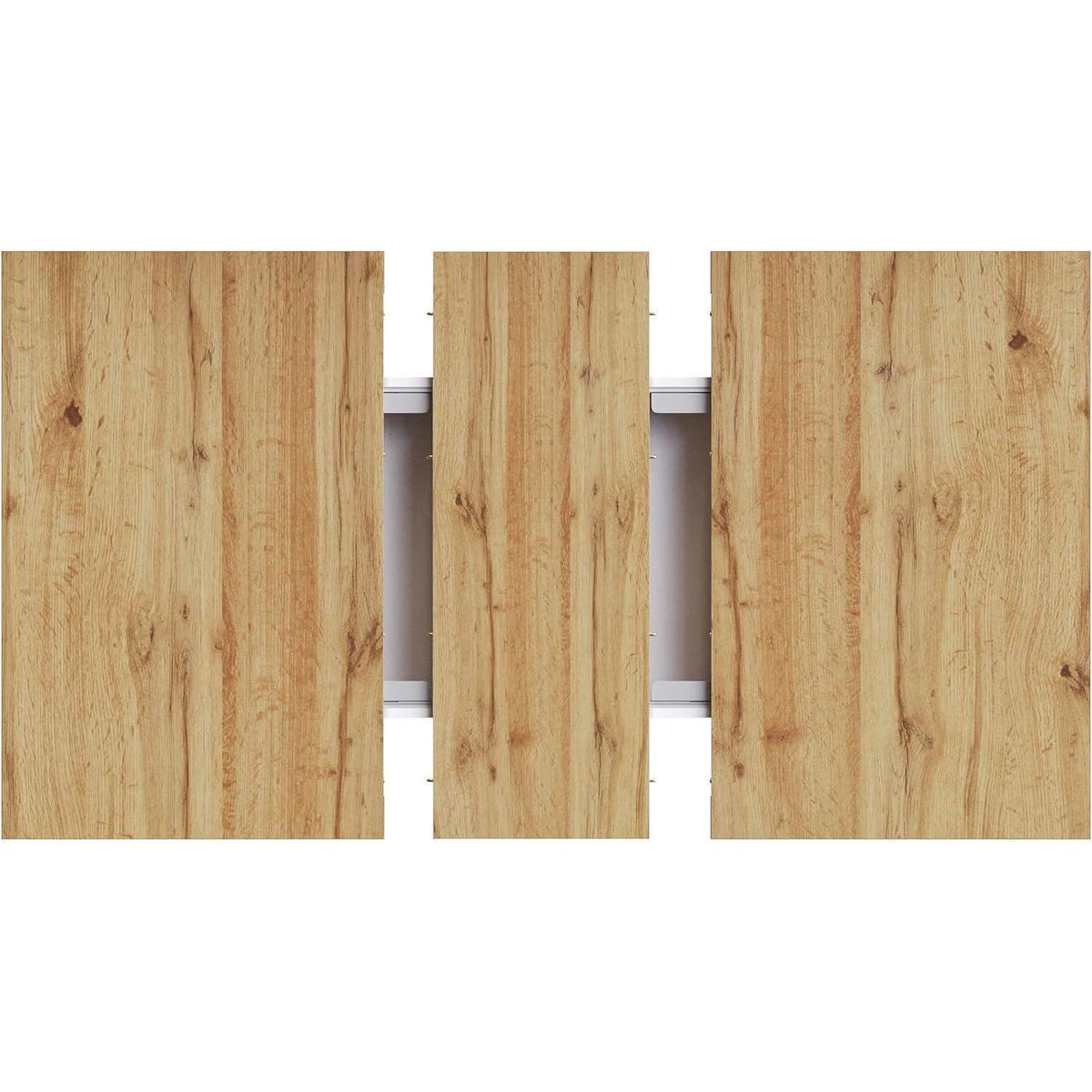 Ausziehbarer Esstisch Holz Weiß mit Stauraum (110-140x80cm)