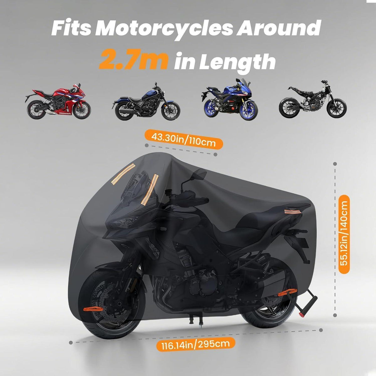 Motorrad Abdeckplane 4XL – Wasserdicht & Winterfest (295x110x140cm)