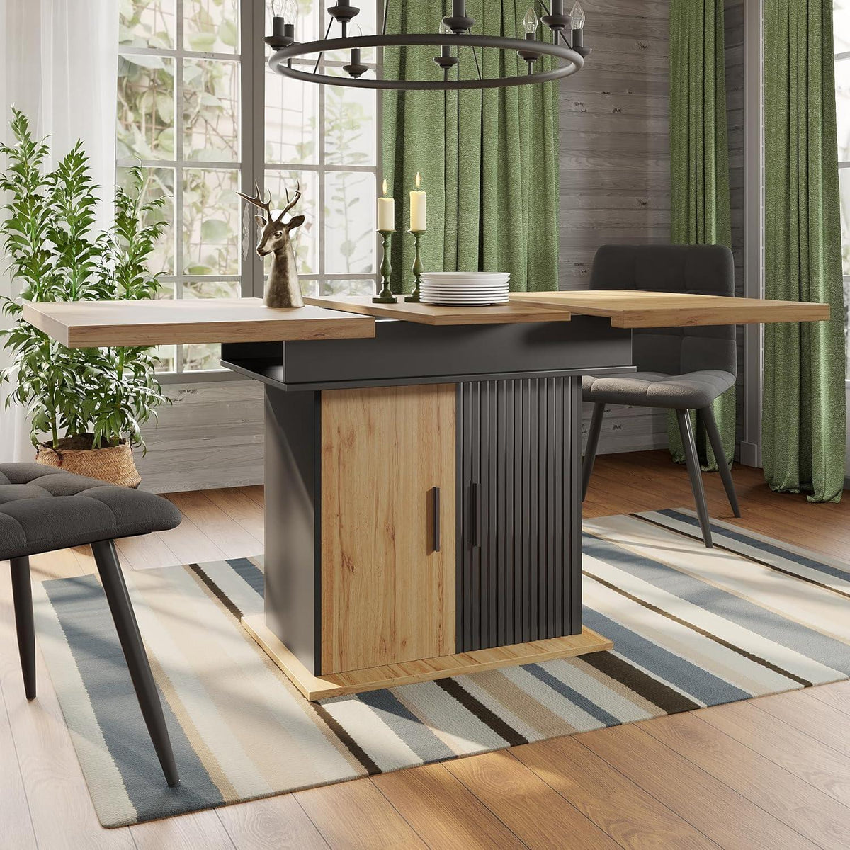 Ausziehbarer Esstisch 110-140cm | Platzsparender Küchentisch Retro Design
