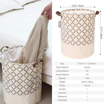 Zusammenklappbarer Wäschekorb Grau Gittermuster 45x35 cm