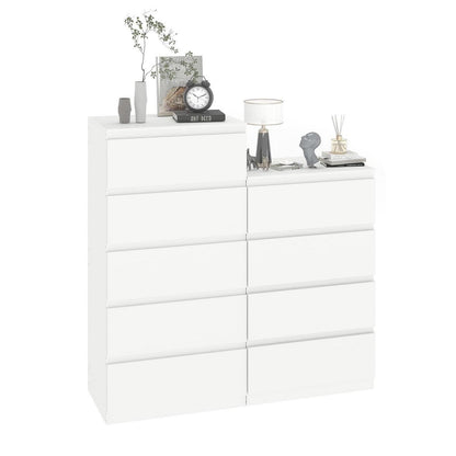 Weiße Schlafzimmerkommode 4+5 Schubladen | Multifunktionales Möbel-Set