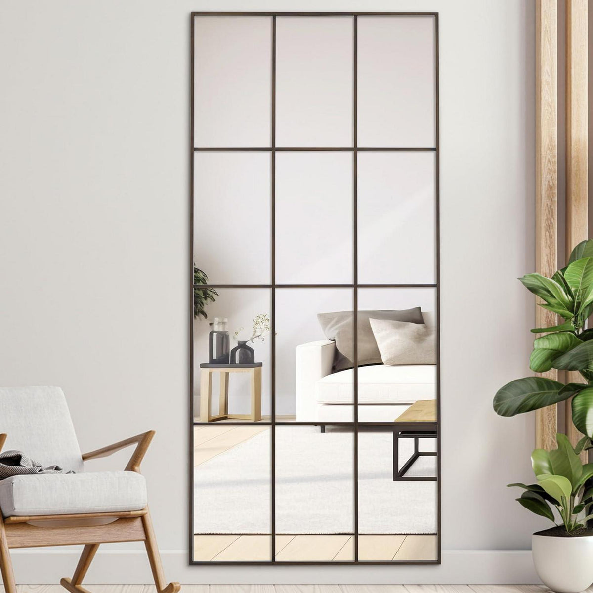 Rechteckiger Wandspiegel 76x180cm mit Bronzerahmen