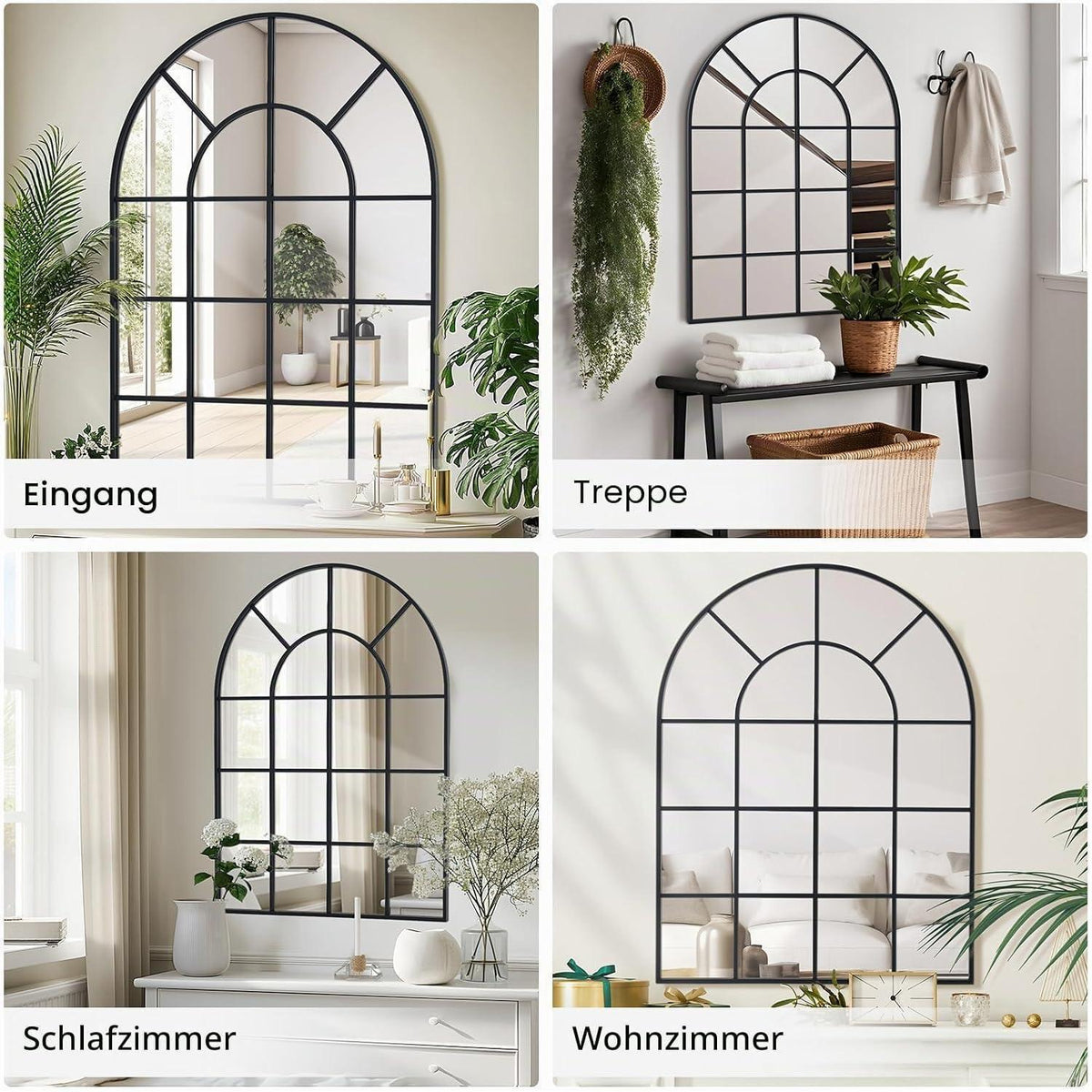 Gewölbter Fensterspiegel mit schwarzem Rahmen 75x100 cm