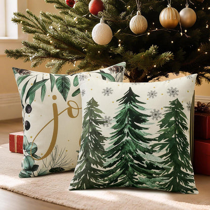 Weihnachtskissenbezüge 4er Set – 40x40 cm, Baum & Kugel