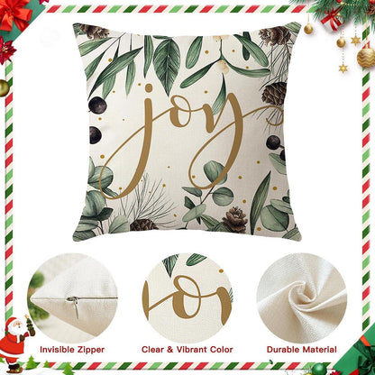 Weihnachtskissenbezüge 4er Set – 45x45 cm, Baum & Kugel