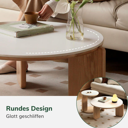 YESWOOD Satztische 2er Set Eiche & Keramik Ø80/45 cm