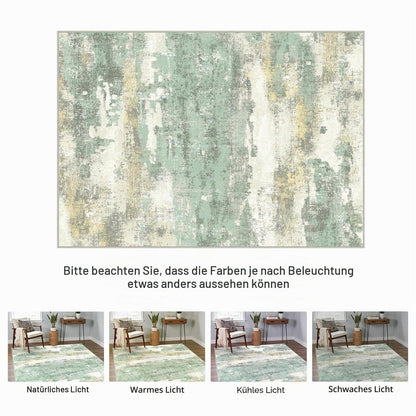 Moderner Wohnzimmerteppich Grün 200x290 cm – Waschbar & Rutschfest