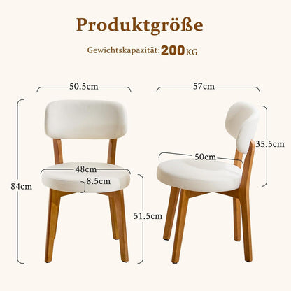 Esszimmerstühle 2er Set mit Leinenbezug & Massivholzbeinen