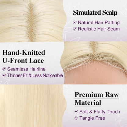 Lange Platinblond Perücke – 71cm Gerade Synthetik Perücke