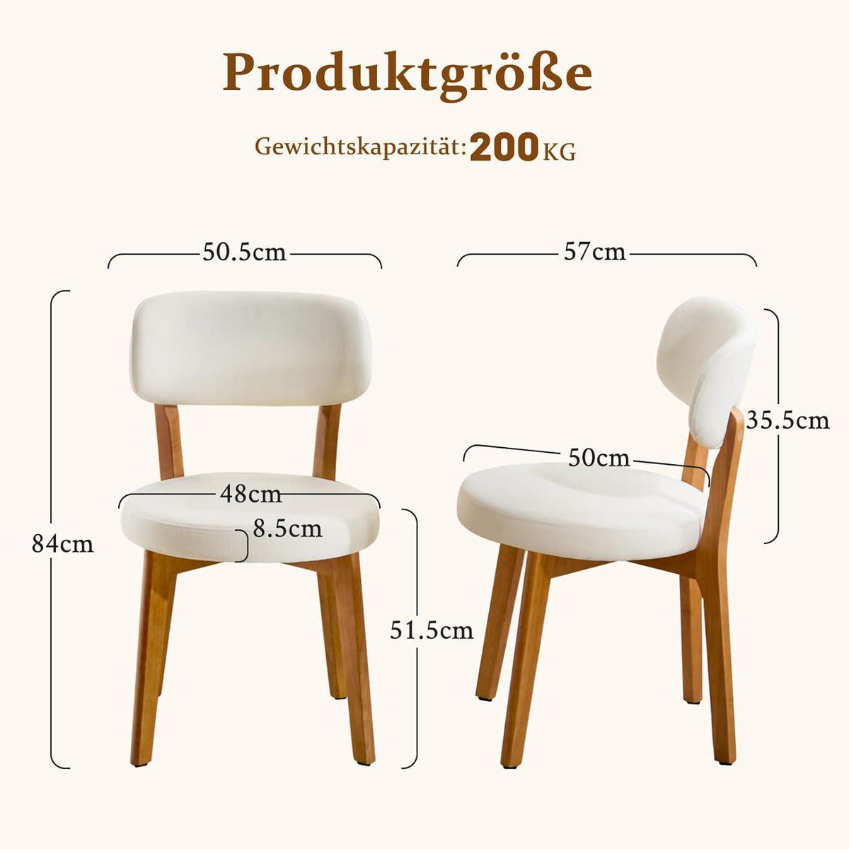 Esszimmerstühle 4er Set mit Leinenbezug & Massivholzbeinen