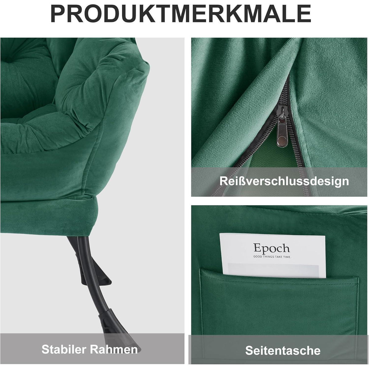 Lazy Chair mit Ottomane – Bequemer Ohrensessel Grün