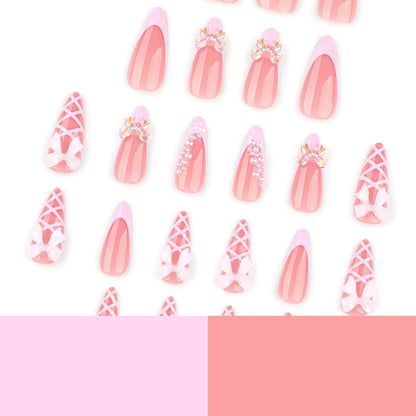 Press on Nails Lang Rosa Schmetterlinge – Künstliche Nägel zum Aufkleben