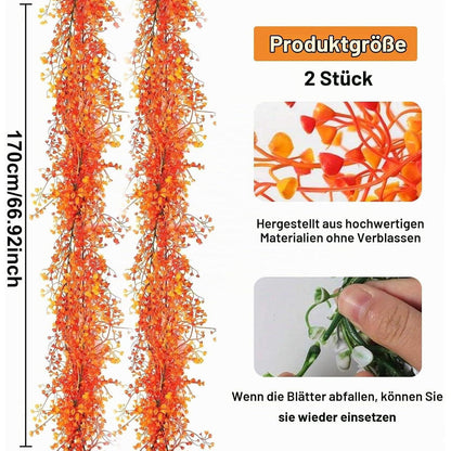 2x Herbst Blumen Girlande 170cm – Orange Deko für Erntedankfest