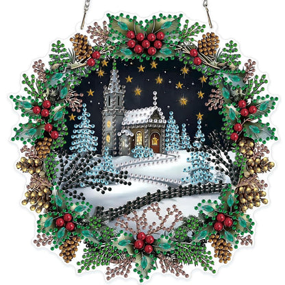 Diamant Painting Winterlandschaft Anhänger mit Kette – DIY Bastelset