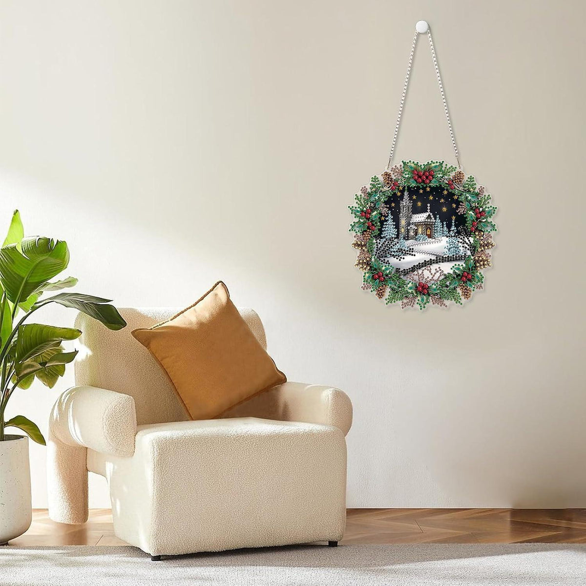 Diamant Painting Winterlandschaft Anhänger mit Kette – DIY Bastelset