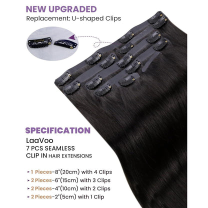 Echthaar Clip-in Extensions Schwarz – Natürliche Haarverlängerung