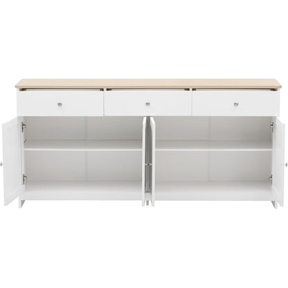 Weißes Sideboard mit 3 Schubladen & 4 Türen – 160x37x75 cm