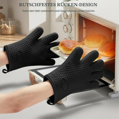2er Set Ofenhandschuhe Silikon, Hitzebeständig & Rutschfest