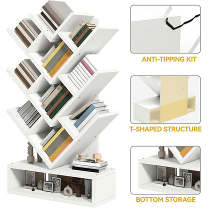 Baum-Bücherregal Weiß – Standregal für Wohnzimmer & Home-Office