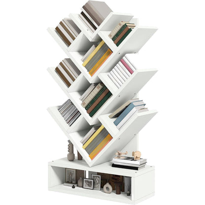Baum-Bücherregal Weiß – Standregal für Wohnzimmer & Home-Office