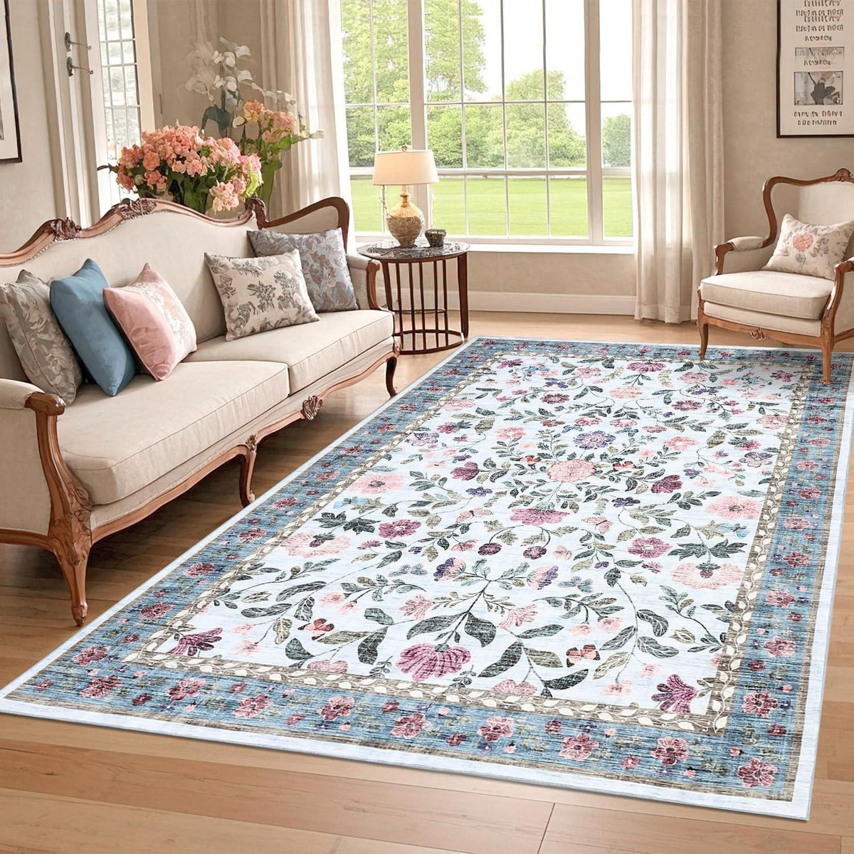 Waschbarer Teppich hellblau 160x230 cm – Rutschfest & Weich