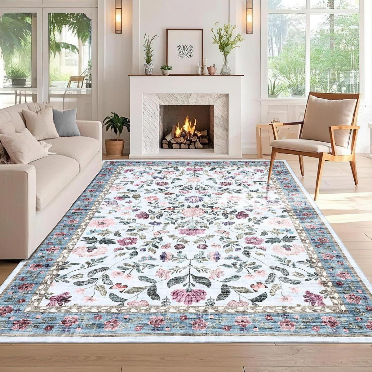Waschbarer Teppich hellblau 160x230 cm – Rutschfest & Weich