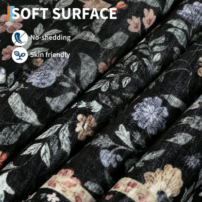 Waschbarer Teppich Schwarz 120x170 cm – Rutschfest & Blumenmuster