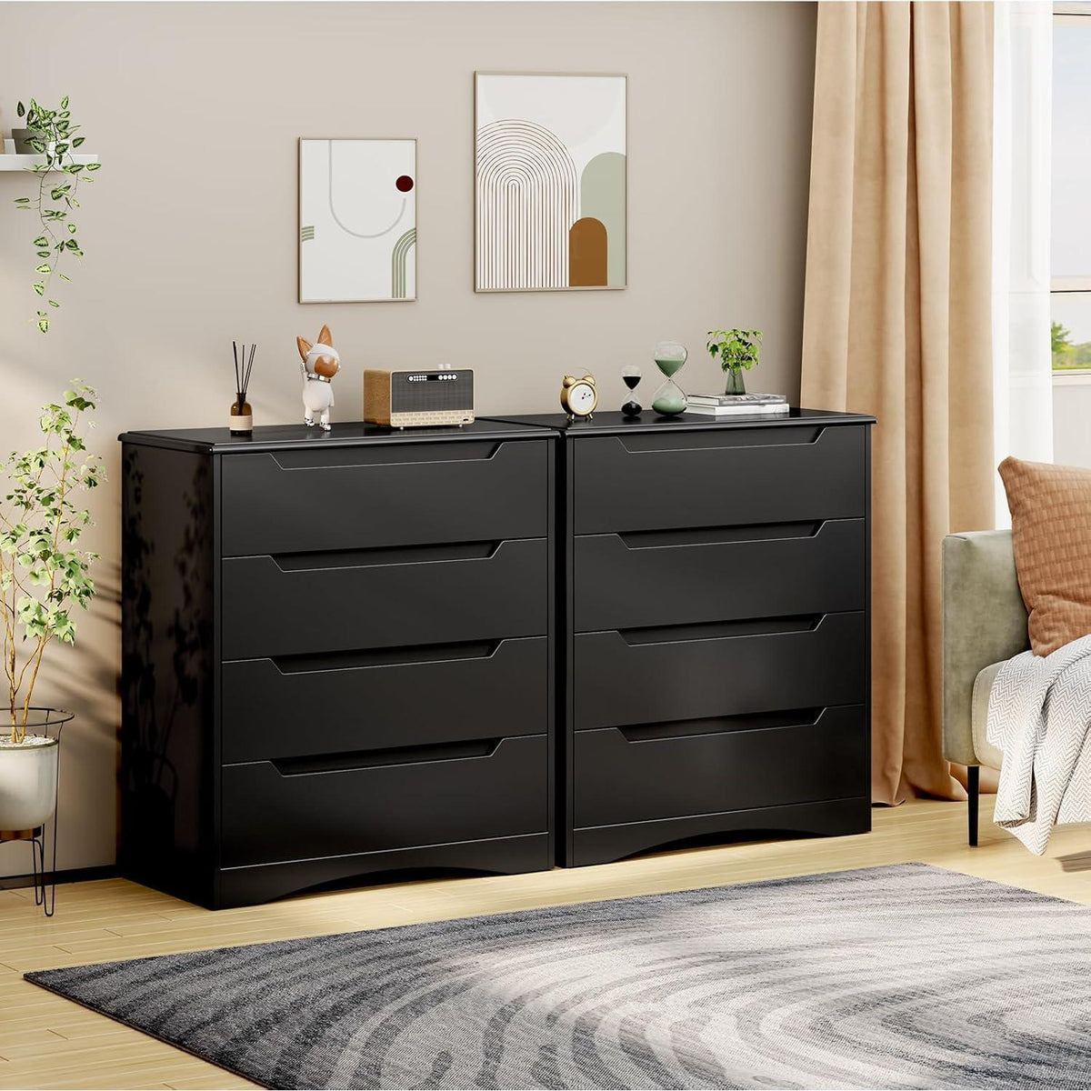 Schwarze Kommode mit 4 Schubladen – Schlafzimmer & Wohnzimmer