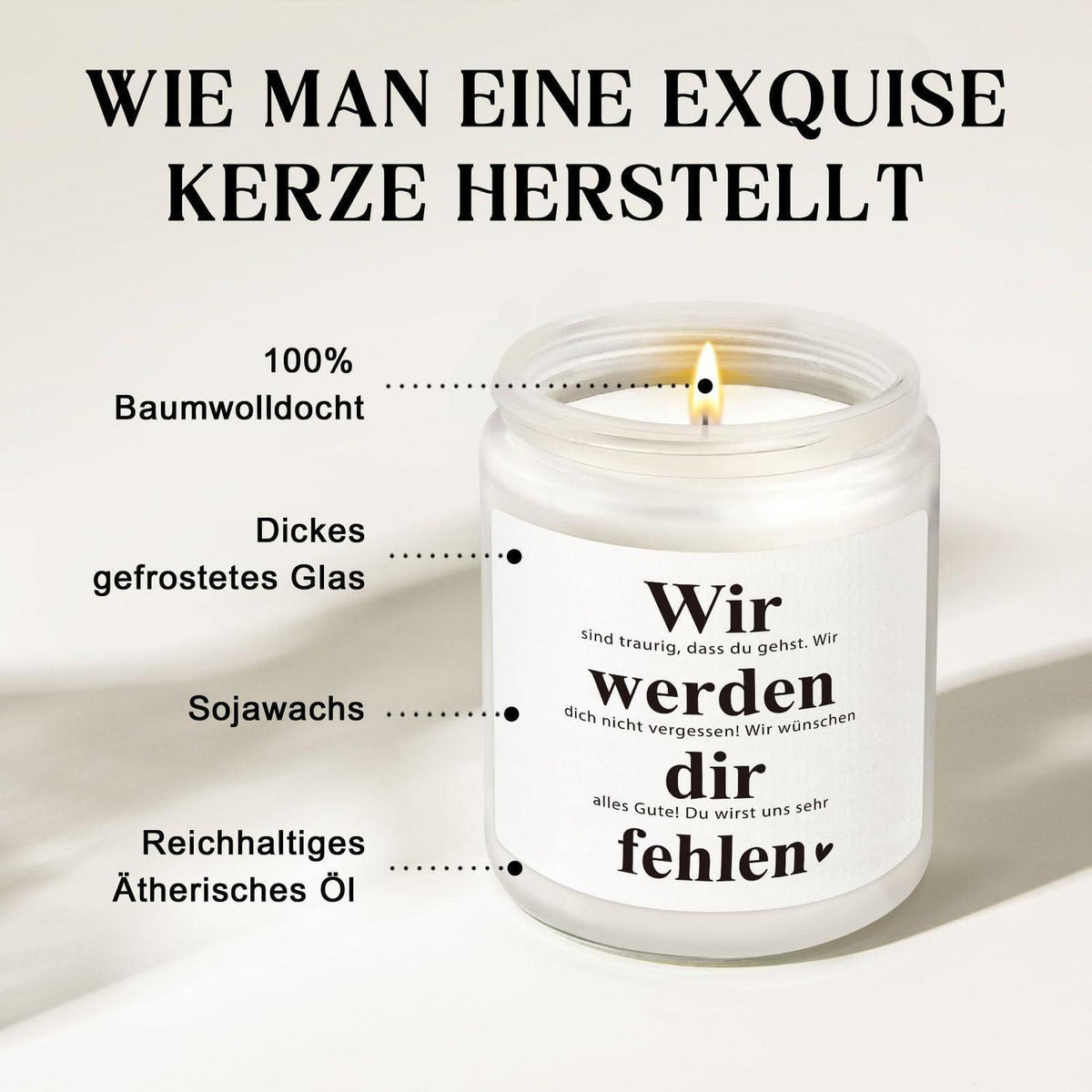 Duftkerze Abschiedsgeschenk Kollegin – Danke & Wir werden dich vermissen