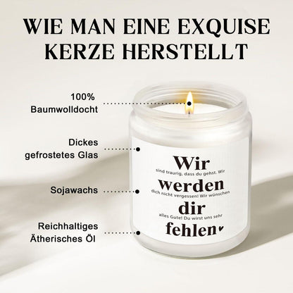 Duftkerze Abschiedsgeschenk Kollegin – Danke & Wir werden dich vermissen