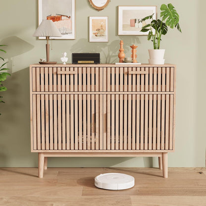 Sideboard mit 2 Schubladen & 2 Türen – Holz Kommode für Wohnzimmer