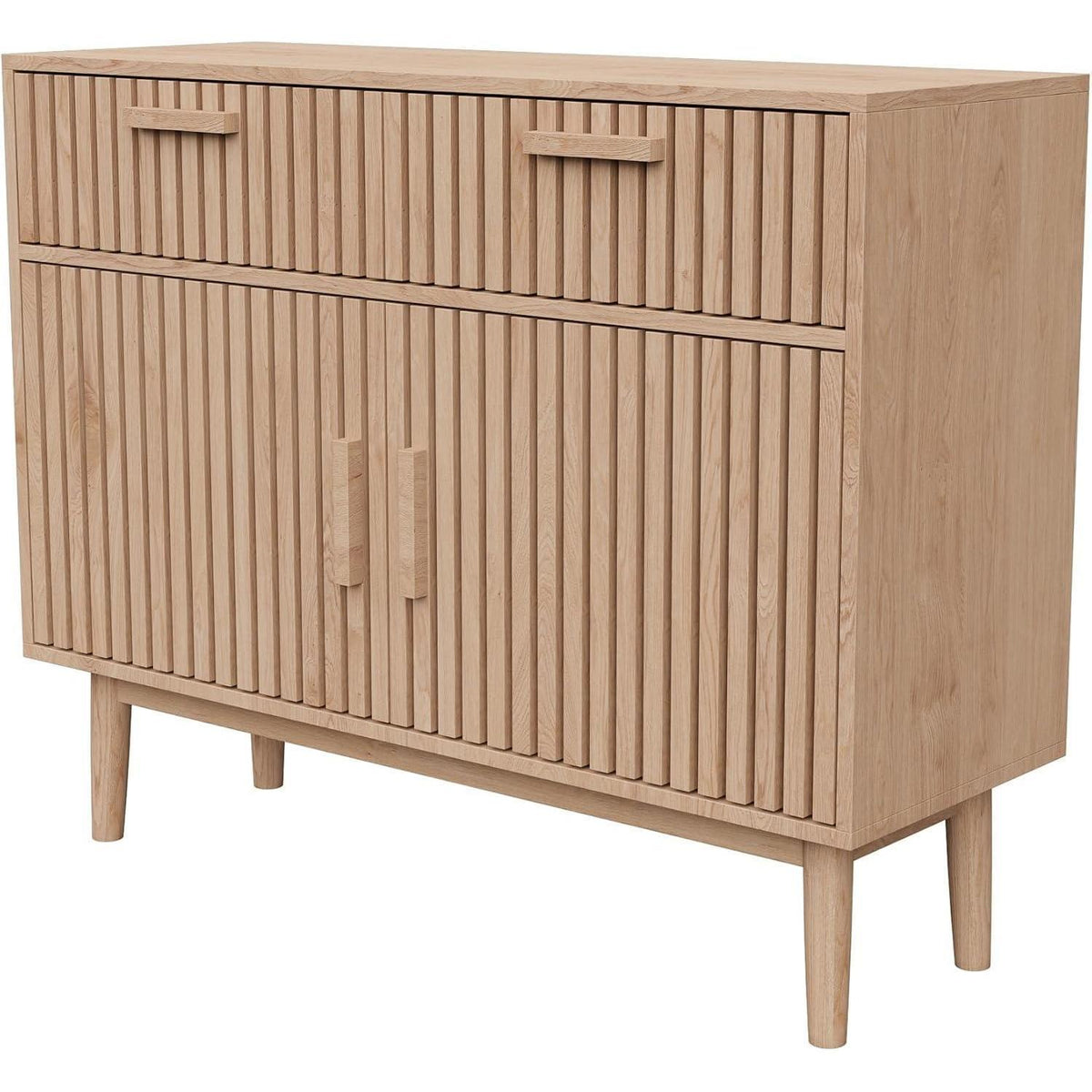 Sideboard mit 2 Schubladen & 2 Türen – Holz Kommode für Wohnzimmer