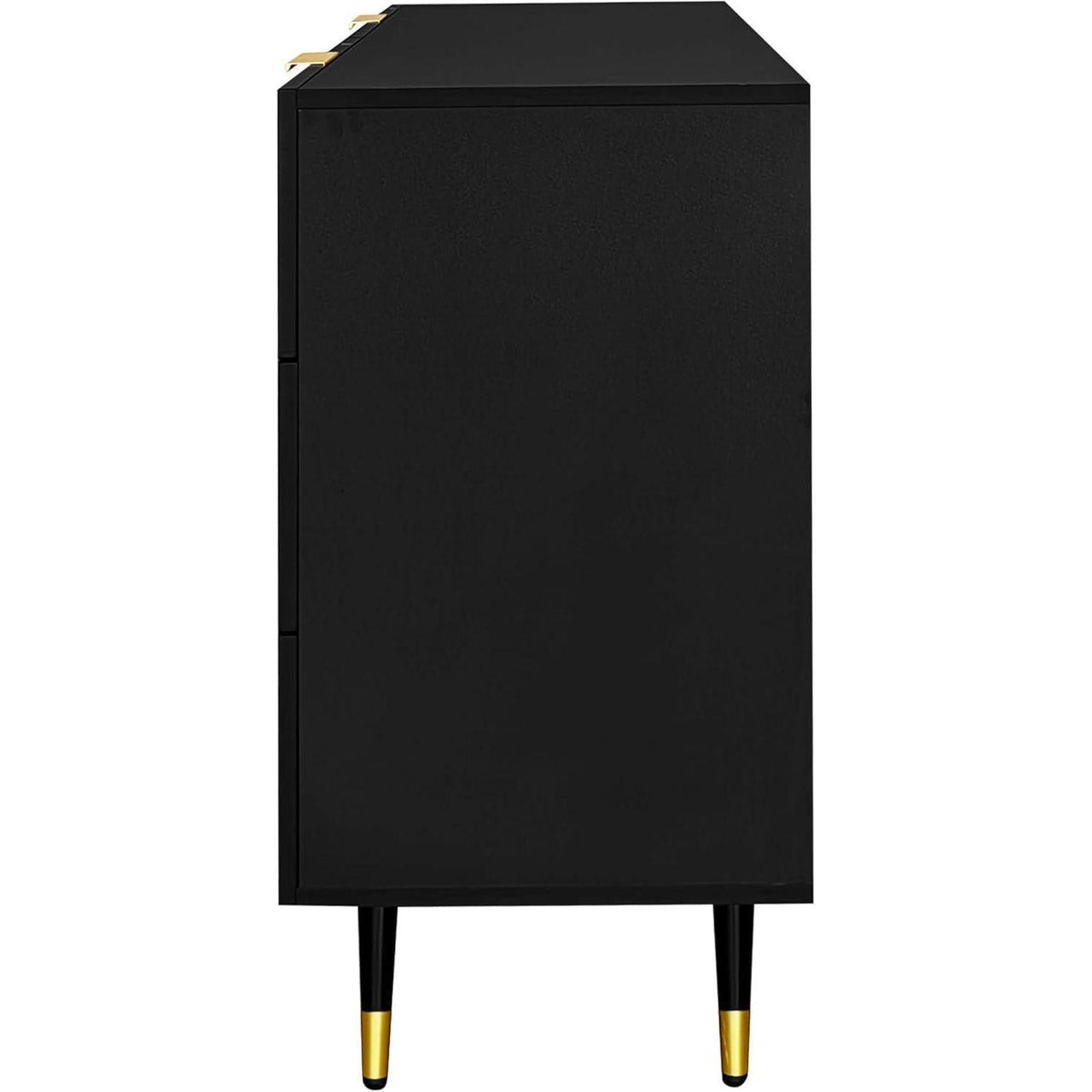 Modernes Sideboard Schwarz mit 6 Schubladen & Wellenmuster