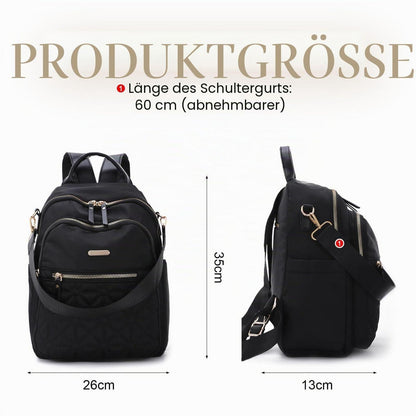 Damen Anti-Diebstahl Rucksack Klein, Nylon Daypack Schwarz