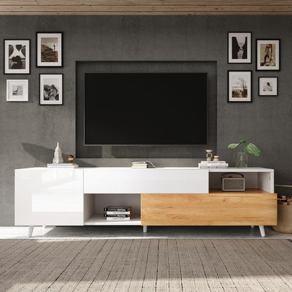 TV Lowboard 180cm Weiß & Natur | Modernes Wohnzimmer Möbel