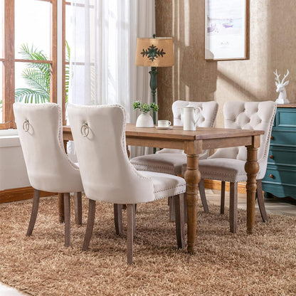 Esszimmerstühle Set 4er – Samt, Beige, Gepolstert & Stabil