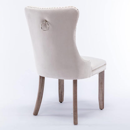 Esszimmerstühle Set 4er – Samt, Beige, Gepolstert & Stabil