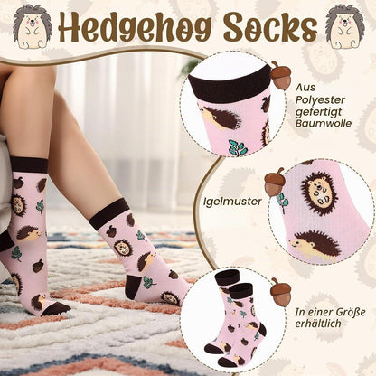 Igel Geschenkset für Tierliebhaber: Kosmetiktasche, Schlüsselanhänger & Socken