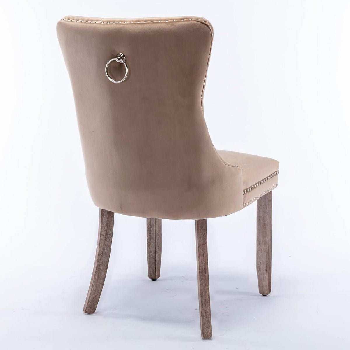 Esszimmerstühle 2er Set, Samt & Holz, Khaki