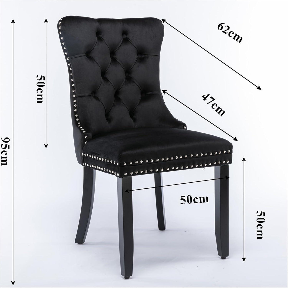 Esszimmerstühle Set 4er – Samt, Gepolstert, Schwarz