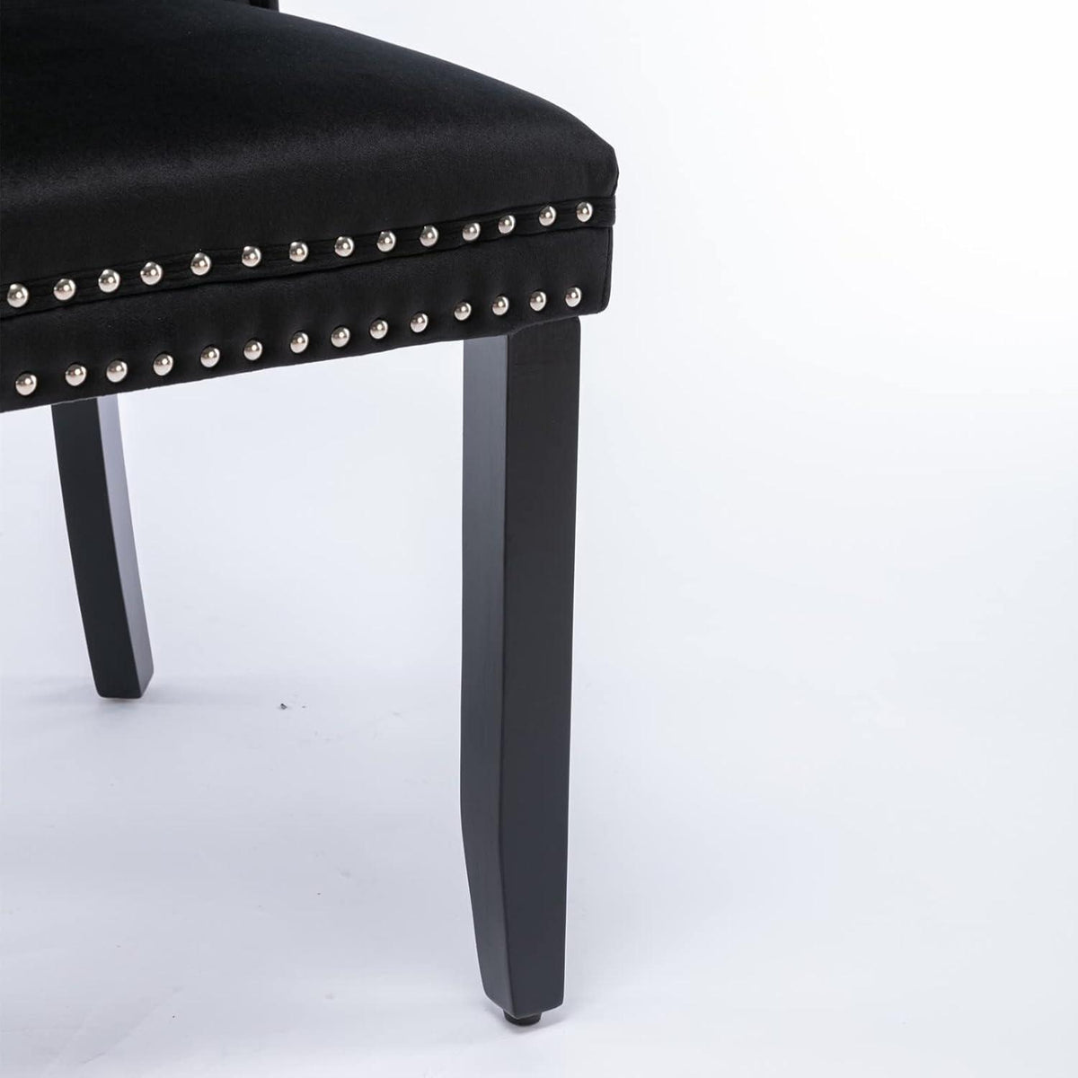 Esszimmerstühle 6er Set Samt, Gepolstert & Nieten Design Schwarz