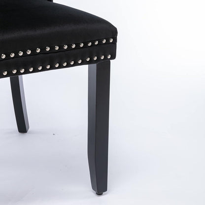 Esszimmerstühle 6er Set Samt, Gepolstert & Nieten Design Schwarz